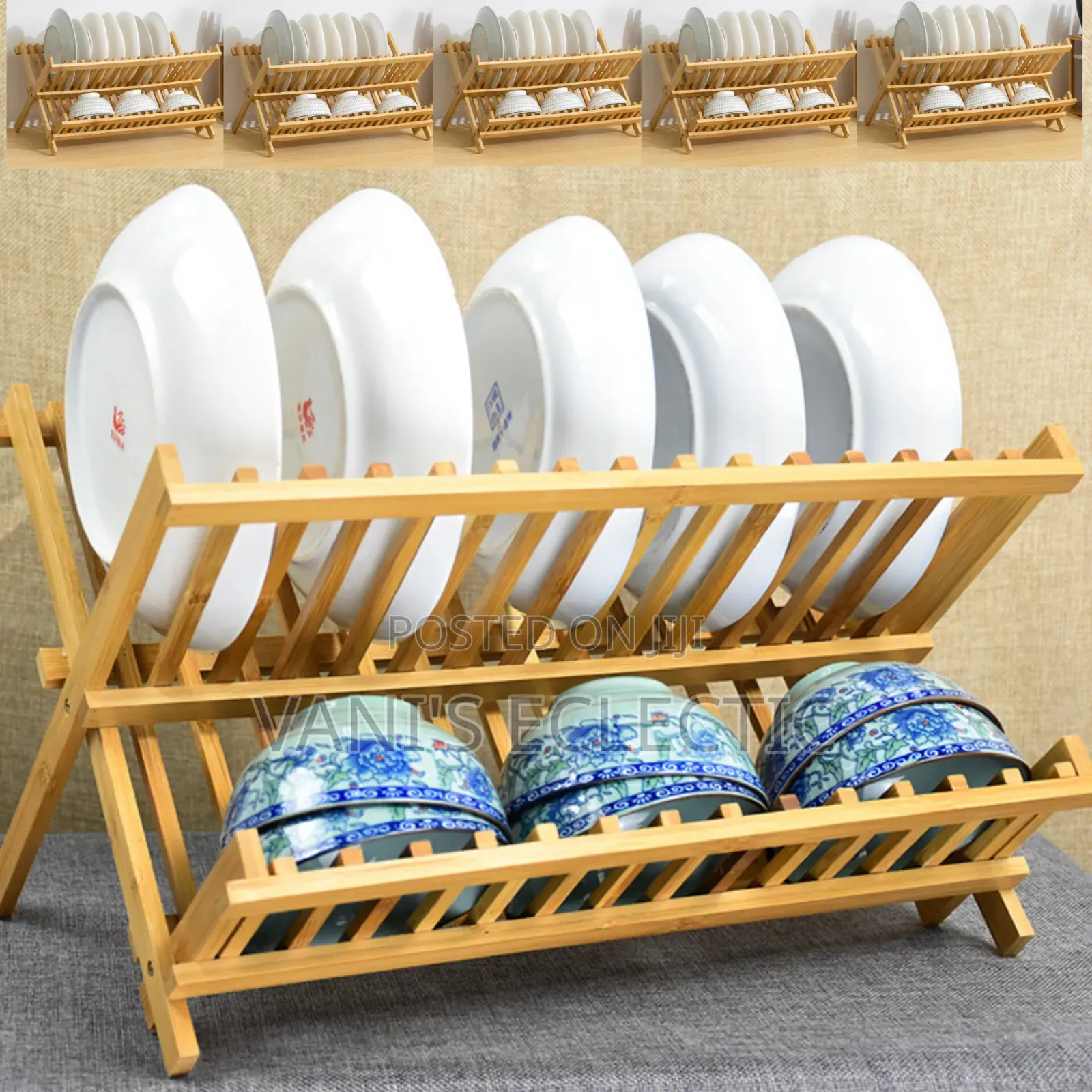 2-Tier Bamboo Folding Dish Rack