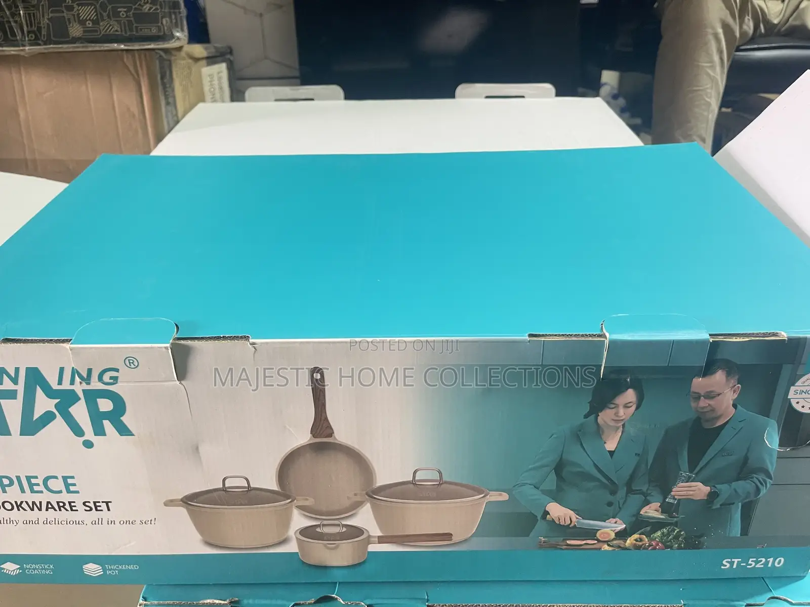 Winning Star Granite-Coated Cast Iron 7-Piece Cookware Set