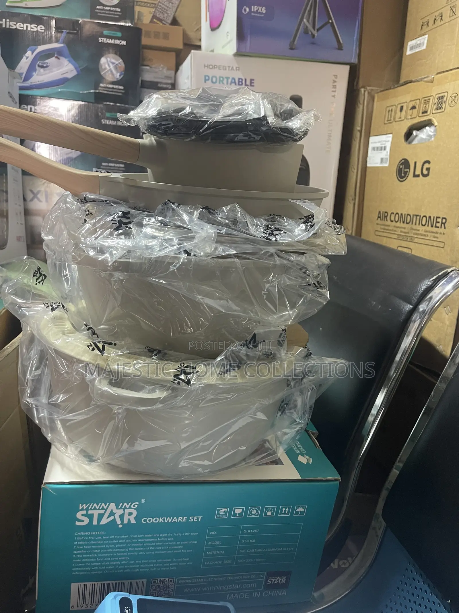 Winning Star Granite-Coated Cast Iron 7-Piece Cookware Set