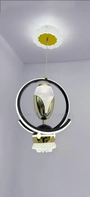 Modern Gold Black Ring Crystal Pendant Chandelier