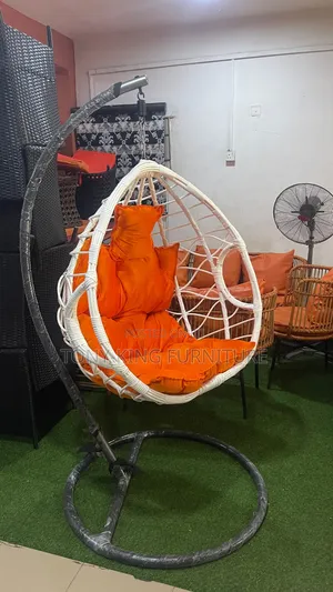 Imported Luxury White Rattan Single-Seater Hanging Egg Swing Chair