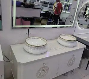 Double Cabinet Basin Set, With Oval Mirrors