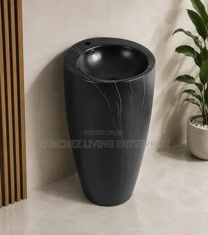 Luxury Black Freestanding Pedestal Wash Basin