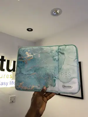Luxury Blue Gold Fluid Art Laptop Pouch / Computer Bag