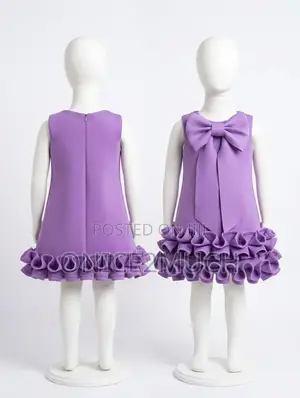 Premium Girls Birthday Party Scuba Dress | Bow Ruffles Dress Age:1-3