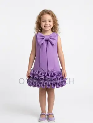 Premium Girls Birthday Party Scuba Dress | Bow Ruffles Dress Age:1-3