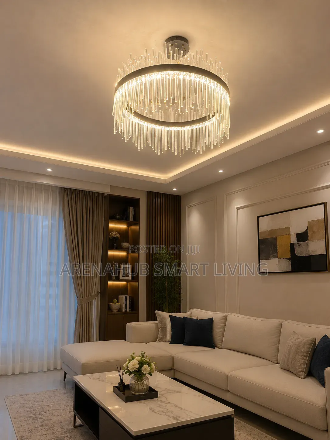 Luxury Crystal LED Chandelier | Modern Double Ring Ceiling Light