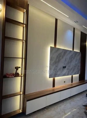 Luxury Modern TV Wall Unit With LED Lighting
