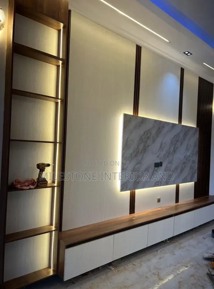 Luxury Modern TV Wall Unit With LED Lighting