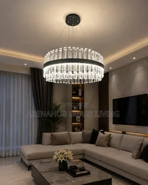 Luxury Crystal LED Chandelier – Modern Ring Pendant Ceiling Light