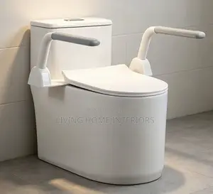 An Accessible Toilet With Integrated Support Arms (Toilet Grab Rails)