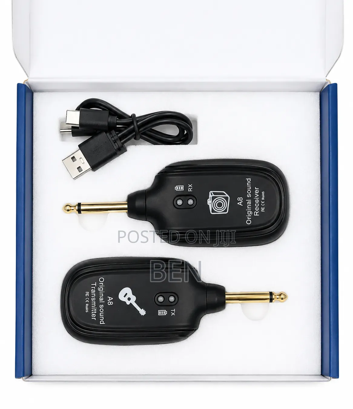 Wireless VHF Audio Guitar Transmitter and Receiver Rechargeable