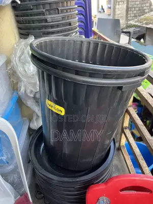 Heavy-Duty Black Plastic Storage Drum