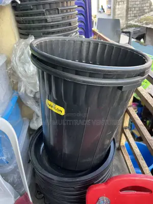 Heavy-Duty Black Plastic Storage Drum