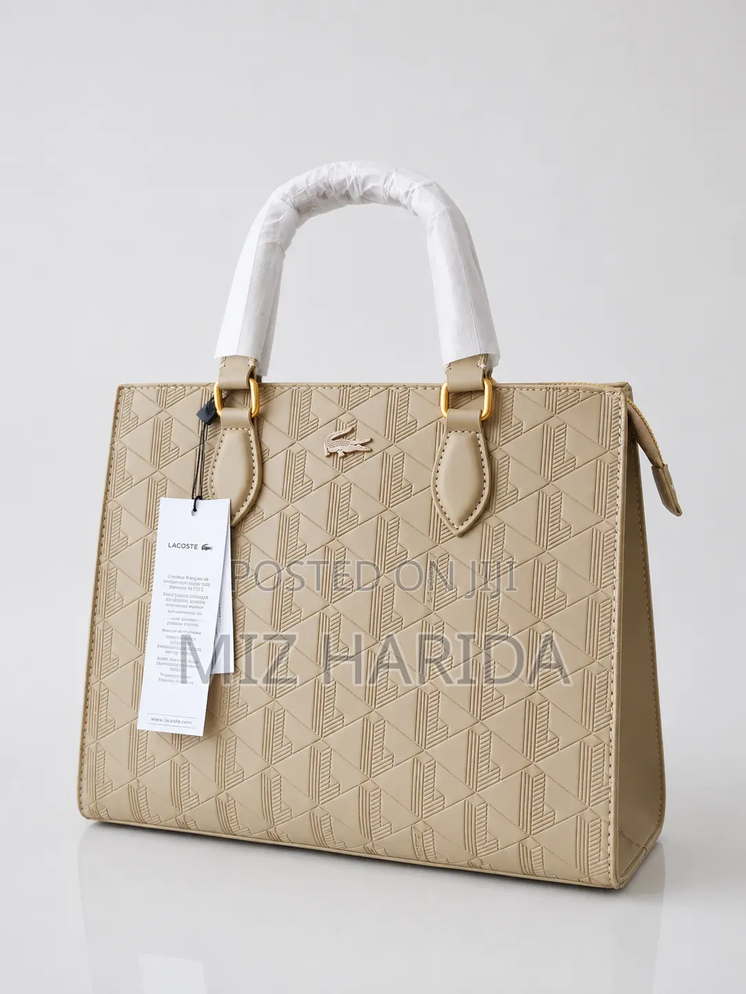 Embossed Monogram Structured Tote Handbag
