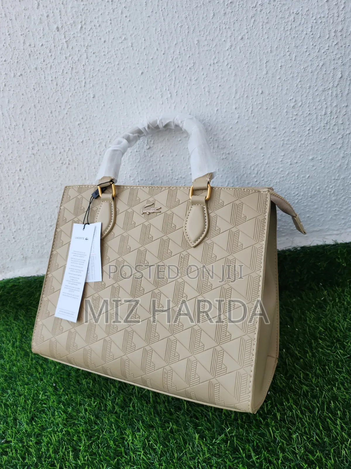 Embossed Monogram Structured Tote Handbag