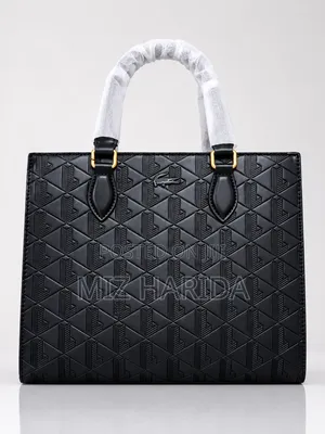 Embossed Monogram Structured Tote Handbag