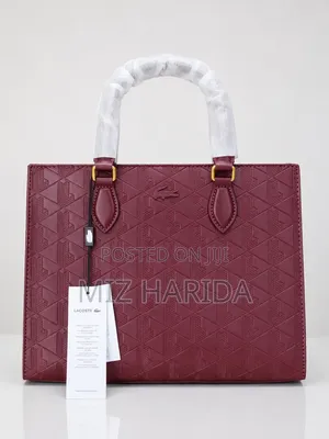 Embossed Monogram Structured Tote Handbag