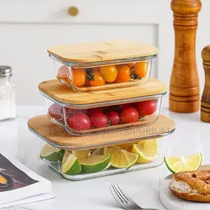 3pcs Bamboo Lid Sealed Fresh-Keeping Bowl