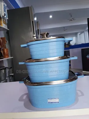 6 Pieces 3set Granite Nonstick Pot Blue Colour, Pink