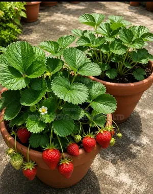 Potted Strawberry Plant