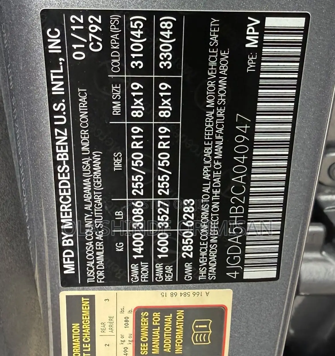 Mercedes-Benz M Class 2012 Green