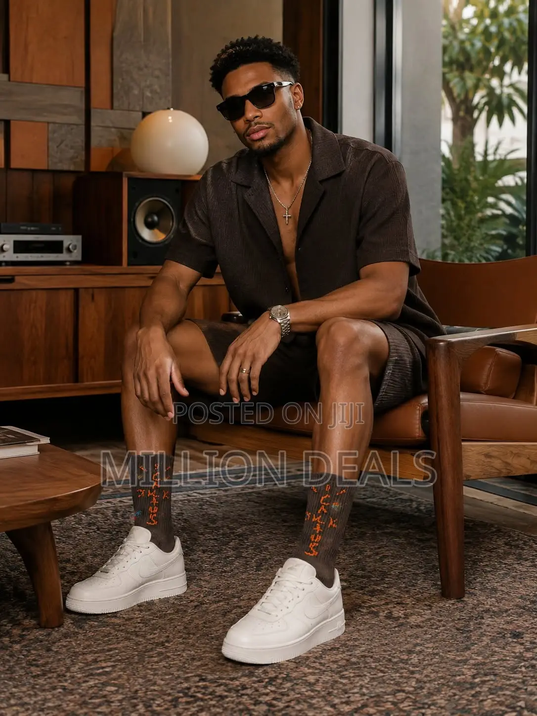Pattern Ski Stylish Brown Men's Socks