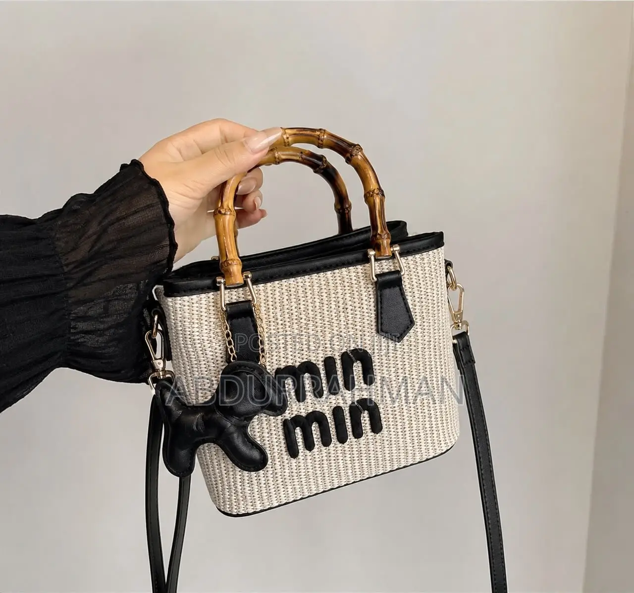 Min Min Straw Bag Bamboo Handle Available