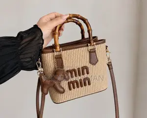 Min Min Straw Bag Bamboo Handle Available