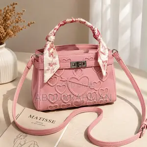Luxury Heart Love Handbag With Scarf - White Black Pink