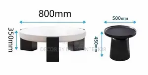 Modern Italian Design Cream Round Coffee Table With Side Table