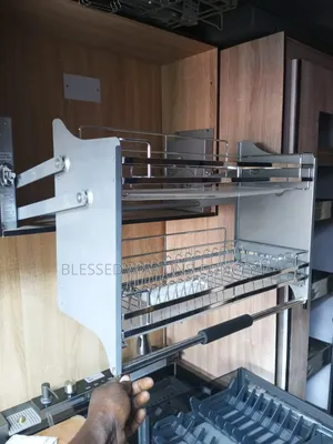 80cm Two-Tier Pull Down Chrome Plates and Dish Racks