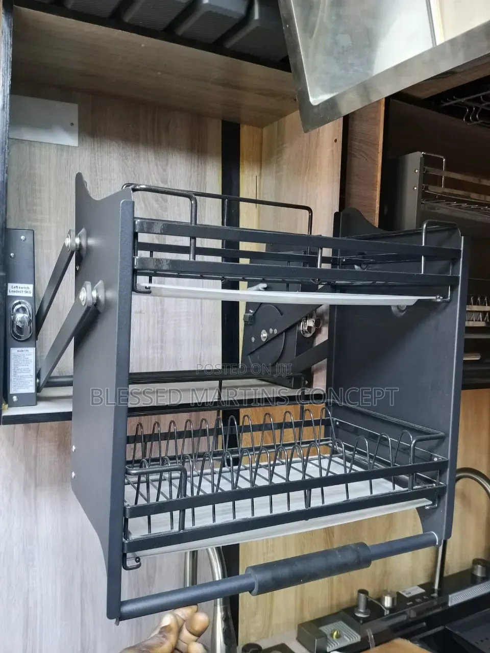 60cm Pull Down Two-Tier Kitchen Plates and Dish Rack