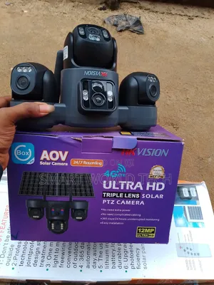 Three Lens Ubox Solar CCTV Camera 4g Network Enable