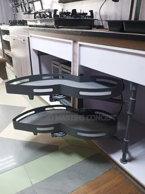 Two Tier Steel Swing Pull-Out Pot Corner Pot Rack