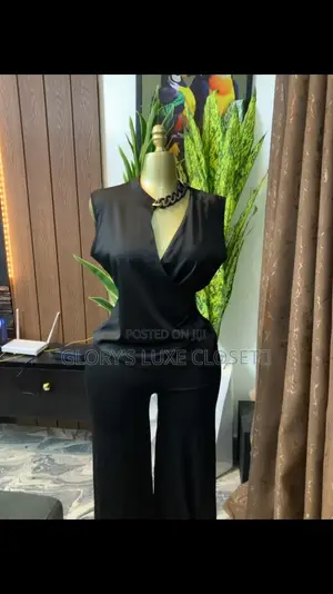 Black Satin Cowl-Neck Sleeveless Top With a Draped/Wrap-Style Front.