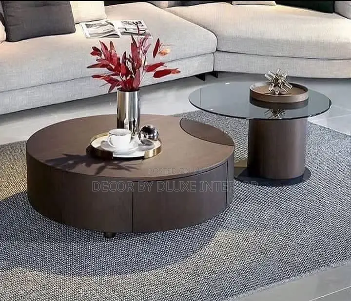 Modern Simple Solid Wood and Glass Coffee Table Set