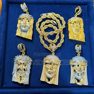 Jesus Piece Replica, Stainless Steel, Italian Gold Necklace and Pendan