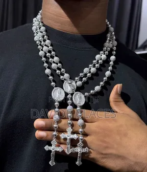 Zirconia Ice, Fashion Rosary, Stainless Steel Necklace,