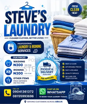 STEVE'S LAUNDRY — Wash. Iron. Fresh.