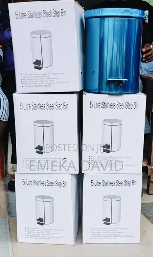 Blue 5-Litre Stainless Steel Step Bin.