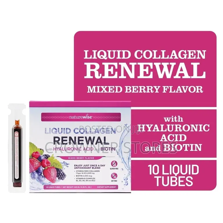 NatureWise Hydrolyzed Liquid Collagen + Biotin + Vitamins - 10 Tubes
