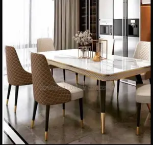 Luxury Rectangular Pin Leg Dinning Table With 6 Chair