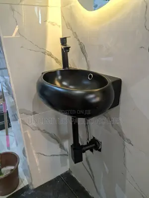 Black Matte Wash Hand Basin, Wall Mounted