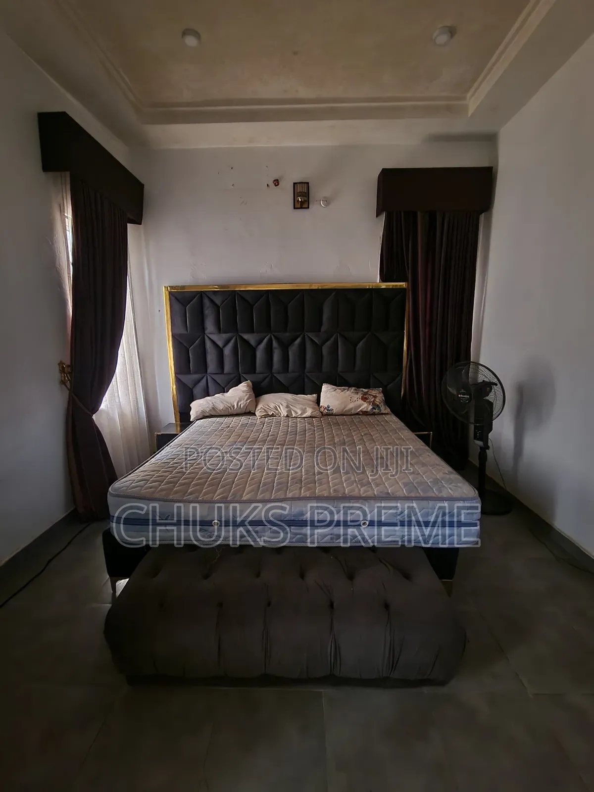 7×7 Bed With Spring Foam and Two Bedside Cupboards