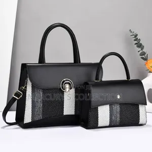 Black White Women’s Handbag Set – Stylish 2-Piece Bag