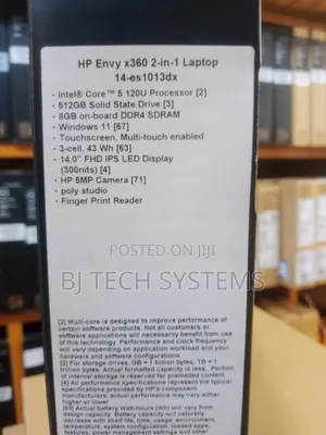 New Laptop HP Envy x360 8GB Intel Core 5 SSD 512GB