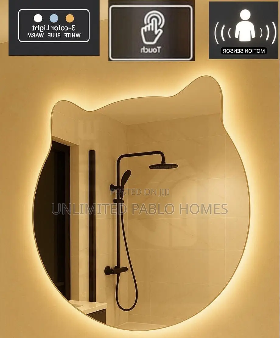 Cat Ear LED Wall Mirror With Touch Control Motion Sensor