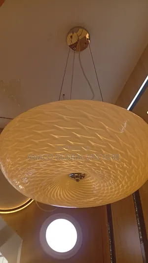 Large Round Modern Pendant Ceiling Light – Textured Glass Design.