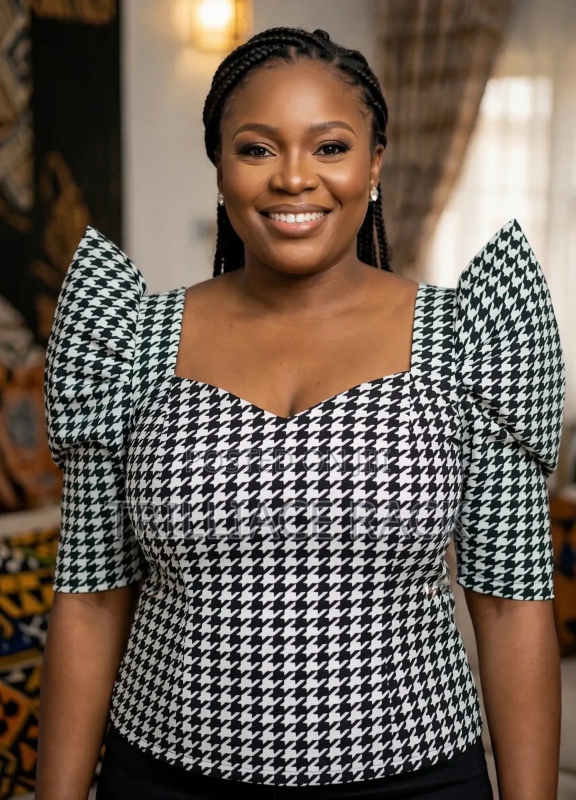 Plus Size Houndstooth Blouse - UK 18